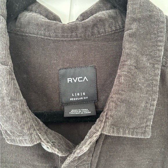 RVCA Men’s Charcoal Corduroy Long-sleeve Shirt Sz Large - Picture 2 of 6